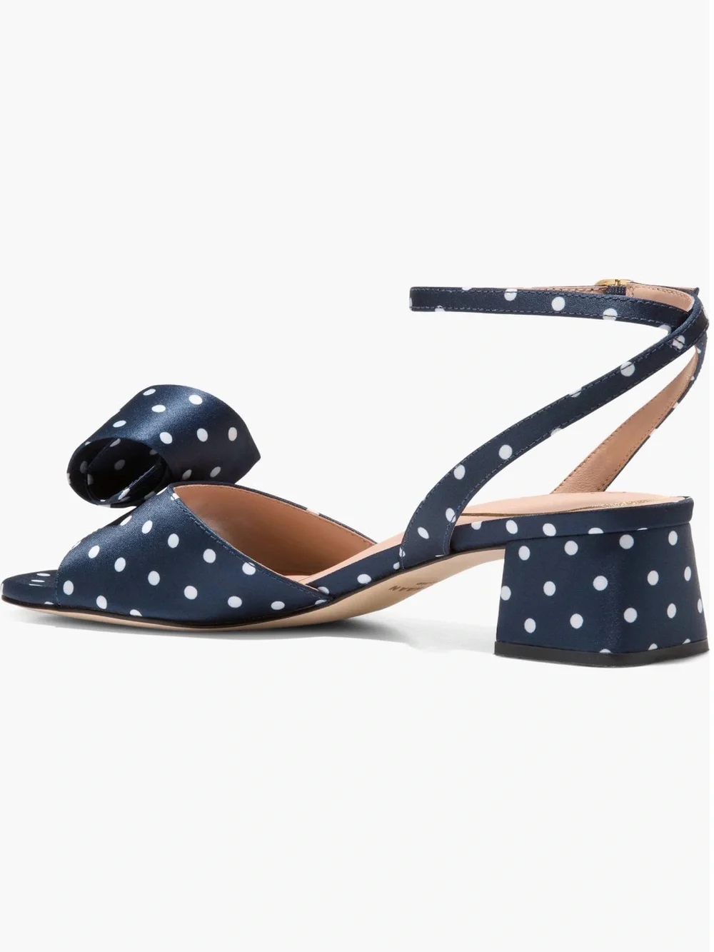 Cole Haan Navy Polka Dot Bow Ankle-Strap Block Heel